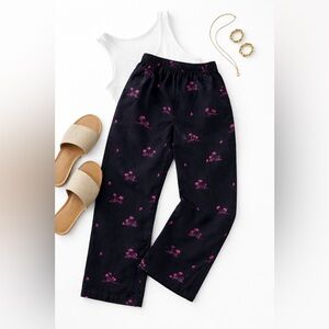 RARE Vintage Resort 80s Lilly Pulitzer Black & Pink Palm Print Pants